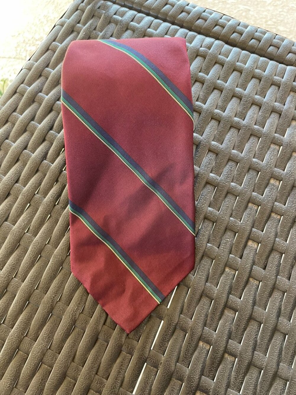 Robert Talbott Hand Sewn Tie Burgundy Green Stripe Necktie Classic Mens USA